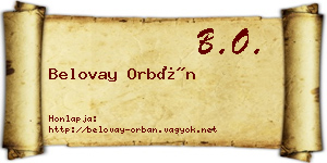 Belovay Orbán névjegykártya